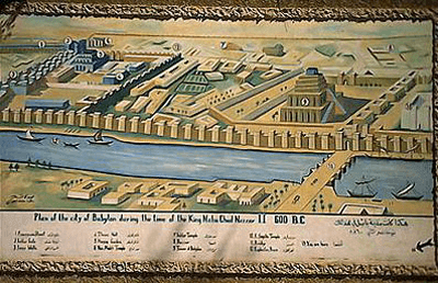 Babylonia - Babylon Map (Ishtar Gate Mural 600 BC)